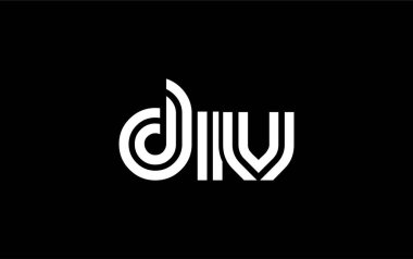 DIV Yaratıcı Eşsiz Modern Harf Logosu Tasarımı. Benzersiz bir harf dizaynına sahip stilize logo, soyut minimalist estetik ve modern cazibe sunar