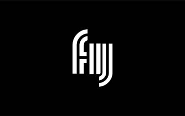 FIJ Yaratıcı Eşsiz Modern Harf Logosu Tasarımı. Benzersiz bir harf dizaynına sahip stilize logo, soyut minimalist estetik ve modern cazibe sunar