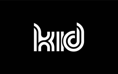 KID Yaratıcı Eşsiz Modern Harf Logosu Tasarımı. Benzersiz bir harf dizaynına sahip stilize logo, soyut minimalist estetik ve modern cazibe sunar