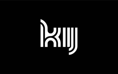 KIJ Yaratıcı Eşsiz Modern Harf Logosu Tasarımı. Benzersiz bir harf dizaynına sahip stilize logo, soyut minimalist estetik ve modern cazibe sunar