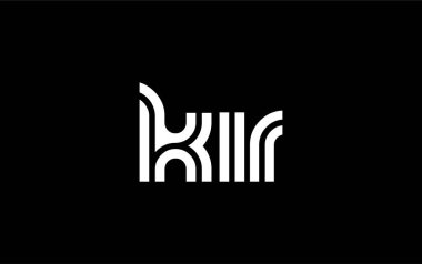 KIR Yaratıcı Eşsiz Modern Harf Logosu Tasarımı. Benzersiz bir harf dizaynına sahip stilize logo, soyut minimalist estetik ve modern cazibe sunar