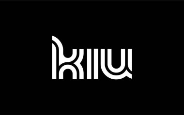 KIU Yaratıcı Eşsiz Modern Harf Logosu Tasarımı. Benzersiz bir harf dizaynına sahip stilize logo, soyut minimalist estetik ve modern cazibe sunar