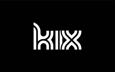 KIX Yaratıcı Eşsiz Modern Harf Logosu Tasarımı. Benzersiz bir harf dizaynına sahip stilize logo, soyut minimalist estetik ve modern cazibe sunar