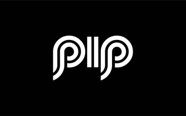 PIP Yaratıcı Eşsiz Modern Harf Logosu Tasarımı. Benzersiz bir harf dizaynına sahip stilize logo, soyut minimalist estetik ve modern cazibe sunar