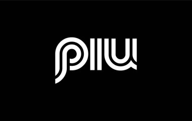 PIU Yaratıcı Eşsiz Modern Harf Logosu Tasarımı. Benzersiz bir harf dizaynına sahip stilize logo, soyut minimalist estetik ve modern cazibe sunar