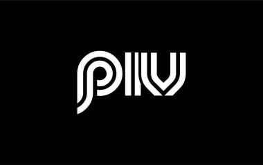 PIV Yaratıcı Eşsiz Modern Harf Logosu Tasarımı. Benzersiz bir harf dizaynına sahip stilize logo, soyut minimalist estetik ve modern cazibe sunar