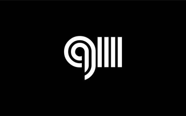 QII Yaratıcı Eşsiz Modern Harf Logosu Tasarımı. Benzersiz bir harf dizaynına sahip stilize logo, soyut minimalist estetik ve modern cazibe sunar