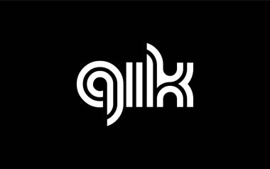 QIK Yaratıcı Eşsiz Modern Harf Logosu Tasarımı. Benzersiz bir harf dizaynına sahip stilize logo, soyut minimalist estetik ve modern cazibe sunar