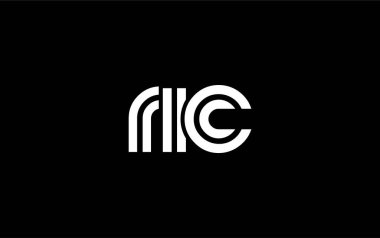 RIC Yaratıcı Eşsiz Modern Harf Logosu Tasarımı. Benzersiz bir harf dizaynına sahip stilize logo, soyut minimalist estetik ve modern cazibe sunar
