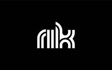 RIK Yaratıcı Eşsiz Modern Harf Logosu Tasarımı. Benzersiz bir harf dizaynına sahip stilize logo, soyut minimalist estetik ve modern cazibe sunar