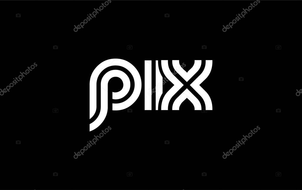 PIX Creative Unique Modern Letter Logo Design. Stylized logo featuring a unique letter design, presenting abstract minimalist aesthetics and modern appeal
