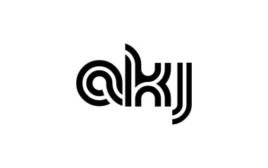 AKJ Yaratıcı Eşsiz Modern Harf Logosu Tasarımı. Benzersiz bir harf dizaynına sahip stilize logo, soyut minimalist estetik ve modern cazibe sunar.