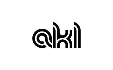AKL Yaratıcı Eşsiz Modern Harf Logosu Tasarımı. Benzersiz bir harf dizaynına sahip stilize logo, soyut minimalist estetik ve modern cazibe sunar.