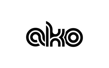 AKO Yaratıcı Eşsiz Modern Harf Logosu Tasarımı. Benzersiz bir harf dizaynına sahip stilize logo, soyut minimalist estetik ve modern cazibe sunar.