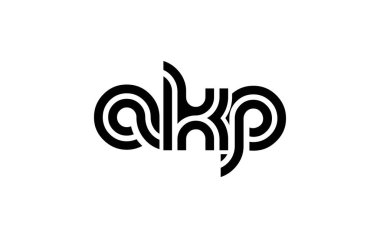 AKP Yaratıcı Eşsiz Modern Harf Logosu Tasarımı. Benzersiz bir harf dizaynına sahip stilize logo, soyut minimalist estetik ve modern cazibe sunar.
