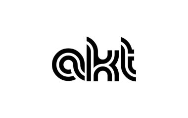 AKT Yaratıcı Eşsiz Modern Harf Logosu Tasarımı. Benzersiz bir harf dizaynına sahip stilize logo, soyut minimalist estetik ve modern cazibe sunar.