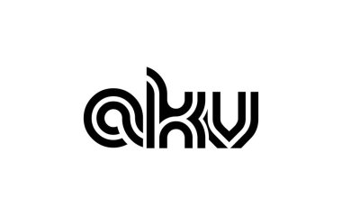 AKV Yaratıcı Eşsiz Modern Harf Logosu Tasarımı. Benzersiz bir harf dizaynına sahip stilize logo, soyut minimalist estetik ve modern cazibe sunar.