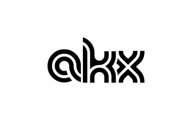 AKX Yaratıcı Eşsiz Modern Harf Logosu Tasarımı. Benzersiz bir harf dizaynına sahip stilize logo, soyut minimalist estetik ve modern cazibe sunar.
