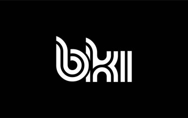 BKI Yaratıcı Eşsiz Modern Harf Logosu Tasarımı. Benzersiz bir harf dizaynına sahip stilize logo, soyut minimalist estetik ve modern cazibe sunar.