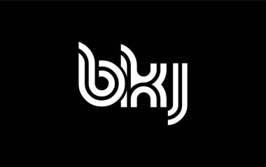 BKJ Yaratıcı Eşsiz Modern Harf Logosu Tasarımı. Benzersiz bir harf dizaynına sahip stilize logo, soyut minimalist estetik ve modern cazibe sunar.