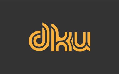 DKU Yaratıcı Eşsiz Modern Harf Logosu Tasarımı. Benzersiz bir harf dizaynına sahip stilize logo, soyut minimalist estetik ve modern cazibe sunar.