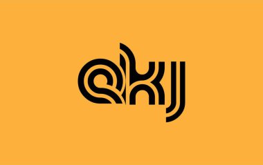 EKJ Yaratıcı Eşsiz Modern Harf Logosu Tasarımı. Benzersiz bir harf dizaynına sahip stilize logo, soyut minimalist estetik ve modern cazibe sunar.
