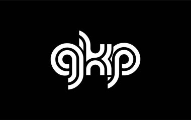 GKP Yaratıcı Eşsiz Modern Harf Logosu Tasarımı. Benzersiz bir harf dizaynına sahip stilize logo, soyut minimalist estetik ve modern cazibe sunar.