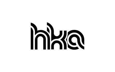 HKA Yaratıcı Eşsiz Modern Harf Logosu Tasarımı. Benzersiz bir harf dizaynına sahip stilize logo, soyut minimalist estetik ve modern cazibe sunar.