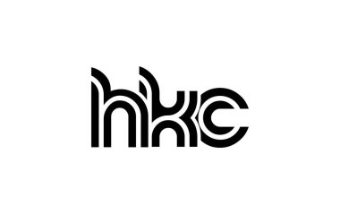 HKC Yaratıcı Eşsiz Modern Harf Logosu Tasarımı. Benzersiz bir harf dizaynına sahip stilize logo, soyut minimalist estetik ve modern cazibe sunar.