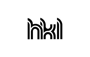 HKL Yaratıcı Eşsiz Modern Harf Logosu Tasarımı. Benzersiz bir harf dizaynına sahip stilize logo, soyut minimalist estetik ve modern cazibe sunar.