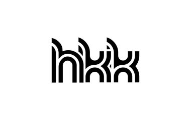 HKK Yaratıcı Eşsiz Modern Harf Logosu Tasarımı. Benzersiz bir harf dizaynına sahip stilize logo, soyut minimalist estetik ve modern cazibe sunar.