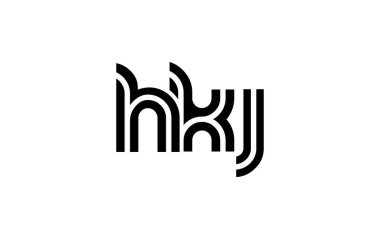 HKJ Yaratıcı Eşsiz Modern Harf Logosu Tasarımı. Benzersiz bir harf dizaynına sahip stilize logo, soyut minimalist estetik ve modern cazibe sunar.