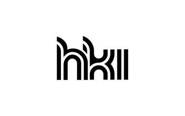 HKI Yaratıcı Eşsiz Modern Harf Logosu Tasarımı. Benzersiz bir harf dizaynına sahip stilize logo, soyut minimalist estetik ve modern cazibe sunar.