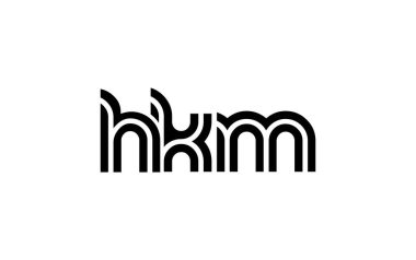 HKM Yaratıcı Eşsiz Modern Harf Logosu Tasarımı. Benzersiz bir harf dizaynına sahip stilize logo, soyut minimalist estetik ve modern cazibe sunar.