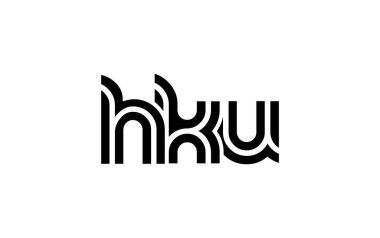 HKU Yaratıcı Eşsiz Modern Harf Logosu Tasarımı. Benzersiz bir harf dizaynına sahip stilize logo, soyut minimalist estetik ve modern cazibe sunar.