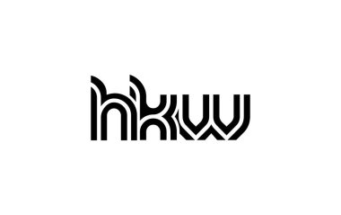HKW Yaratıcı Eşsiz Modern Harf Logosu Tasarımı. Benzersiz bir harf dizaynına sahip stilize logo, soyut minimalist estetik ve modern cazibe sunar.