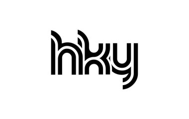 HKY Yaratıcı Eşsiz Modern Harf Logosu Tasarımı. Benzersiz bir harf dizaynına sahip stilize logo, soyut minimalist estetik ve modern cazibe sunar.