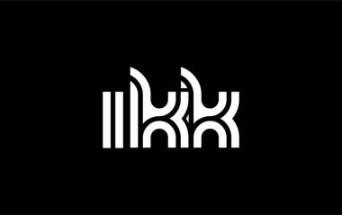 IKK Yaratıcı Eşsiz Modern Harf Logosu Tasarımı. Benzersiz bir harf dizaynına sahip stilize logo, soyut minimalist estetik ve modern cazibe sunar.