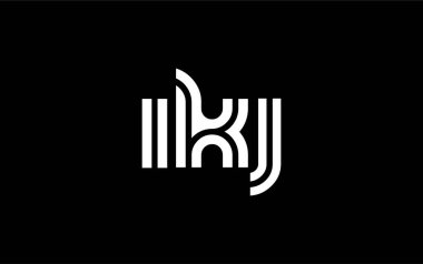 IKJ Yaratıcı Eşsiz Modern Harf Logosu Tasarımı. Benzersiz bir harf dizaynına sahip stilize logo, soyut minimalist estetik ve modern cazibe sunar.