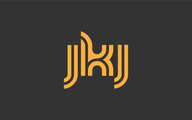 JKJ Yaratıcı Eşsiz Modern Harf Logosu Tasarımı. Benzersiz bir harf dizaynına sahip stilize logo, soyut minimalist estetik ve modern cazibe sunar.