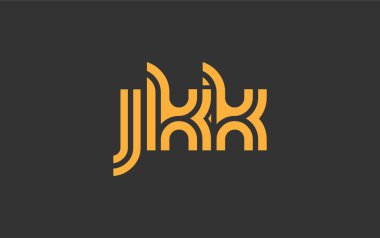 JKK Yaratıcı Eşsiz Modern Harf Logosu Tasarımı. Benzersiz bir harf dizaynına sahip stilize logo, soyut minimalist estetik ve modern cazibe sunar.