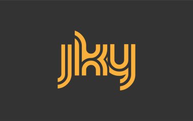 JKY Yaratıcı Eşsiz Modern Harf Logosu Tasarımı. Benzersiz bir harf dizaynına sahip stilize logo, soyut minimalist estetik ve modern cazibe sunar.