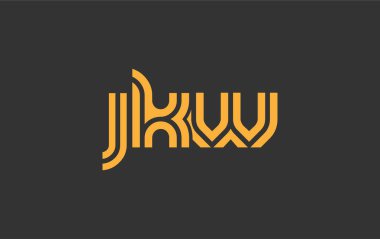 JKW Yaratıcı Eşsiz Modern Harf Logosu Tasarımı. Benzersiz bir harf dizaynına sahip stilize logo, soyut minimalist estetik ve modern cazibe sunar.