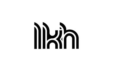LKH Yaratıcı Eşsiz Modern Harf Logosu Tasarımı. Benzersiz bir harf dizaynına sahip stilize logo, soyut minimalist estetik ve modern cazibe sunar.