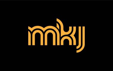 MKJ Yaratıcı Eşsiz Modern Harf Logosu Tasarımı. Benzersiz bir harf dizaynına sahip stilize logo, soyut minimalist estetik ve modern cazibe sunar.