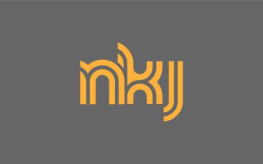 NKJ Yaratıcı Eşsiz Modern Harf Logosu Tasarımı. Benzersiz bir harf dizaynına sahip stilize logo, soyut minimalist estetik ve modern cazibe sunar.