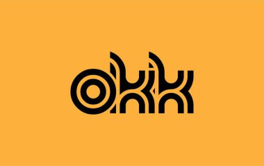 OKK Yaratıcı Eşsiz Modern Harf Logosu Tasarımı. Benzersiz bir harf dizaynına sahip stilize logo, soyut minimalist estetik ve modern cazibe sunar.