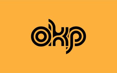 OKP Yaratıcı Eşsiz Modern Harf Logosu Tasarımı. Benzersiz bir harf dizaynına sahip stilize logo, soyut minimalist estetik ve modern cazibe sunar.