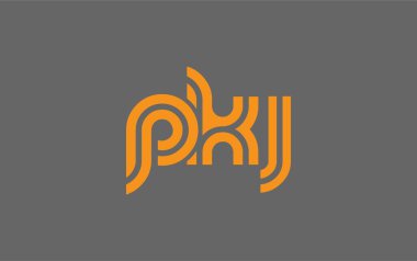 PKJ Yaratıcı Eşsiz Modern Harf Logosu Tasarımı. Benzersiz bir harf dizaynına sahip stilize logo, soyut minimalist estetik ve modern cazibe sunar.