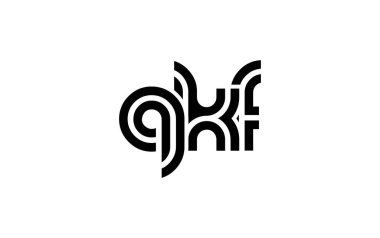QKF Yaratıcı Eşsiz Modern Harf Logosu Tasarımı. Benzersiz bir harf dizaynına sahip stilize logo, soyut minimalist estetik ve modern cazibe sunar.